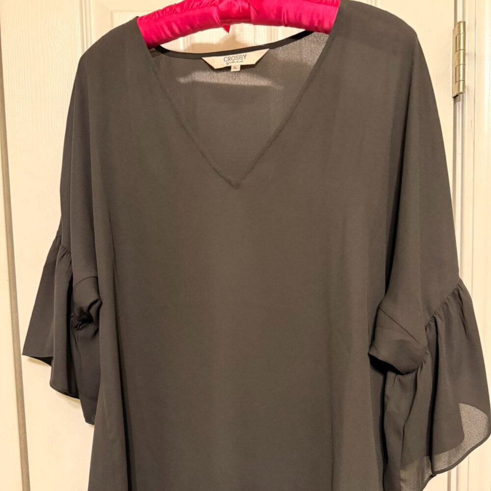 Crosby by Mollie Burch  V-neck black blouse